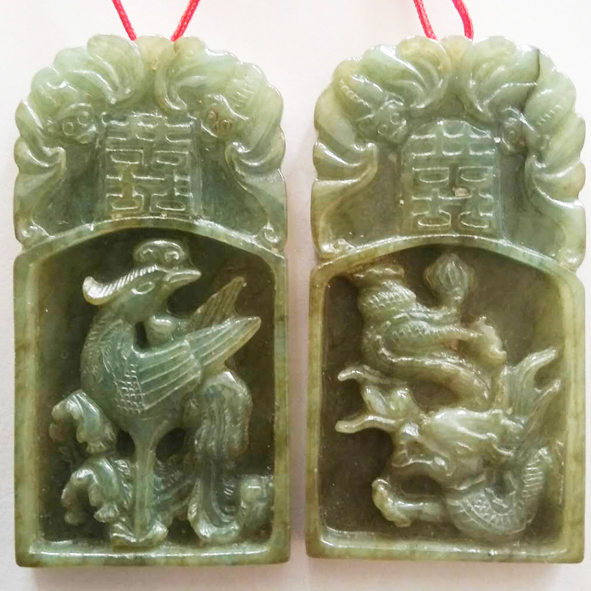 翡翠龙凤纹雕件